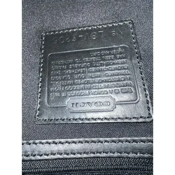 Vintage Coach Navy Blue Tote Bag Stretch Fabric Shoulder Purse Zipper Pockets - Picture 14 of 16